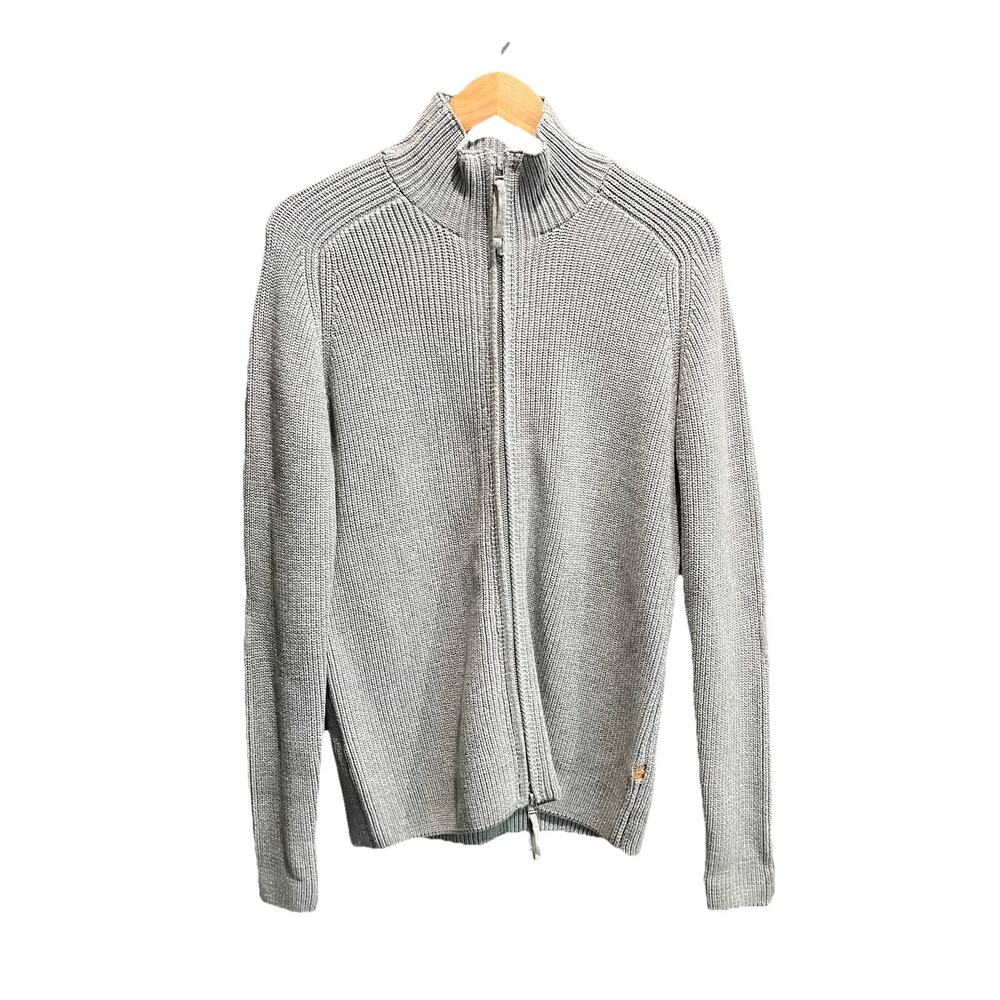 Reyn Spooner Grey Full Zip Men's Downtown‎ Fisherman Knit Sweater Size Small
